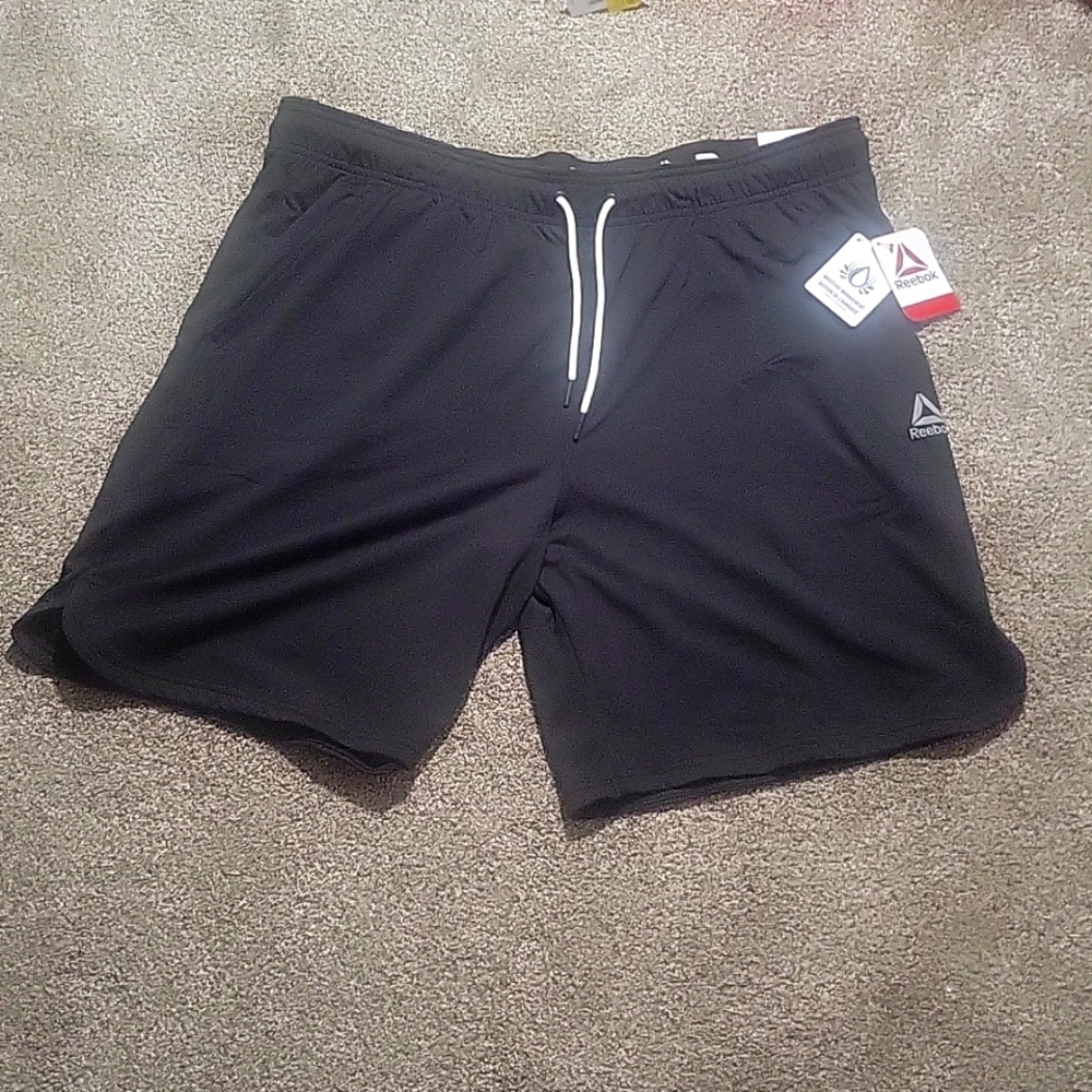 Reebok Black Athletic Shorts with White Drawstring